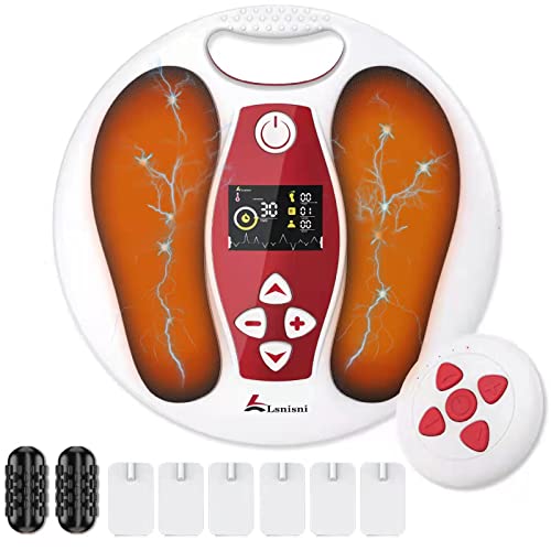 Lsnisni Massages pieds,Masseur Pieds EMS,Avec fonction de traitement thermique 52℃,25 modes de massage, 99 intensités réglables,tilisez 6 patchs en silicone pour détendre d'autres parties du corps Cover