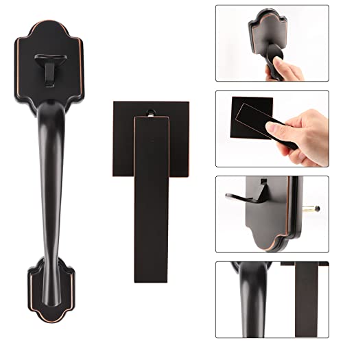 Dairazan Front Door Handle Oil-Rubbed Bronze - Front Entry Handleset Lower Half Lever Grip Adjustable Hole Pitch For Left And Right Handed Sided Exterior Door Handle Set #TOP1