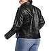S P Y M Womens Faux Leather Jacket, Double Zip Up Coat, Moto Biker Outwear with Rivets, Regular and Plus Size