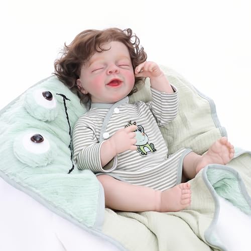 Muñeca Reborn Bebé Realista de 22 Pulgadas con Ropa de Rana miniatura 1