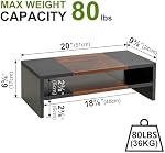 TEAMIX 2 Tiers Desktop Monitor Stand Riser 20 Inch Printer Stand with Storage Small TV Riser Laptop Wooden Desk Organizer Shelf Bookshelf