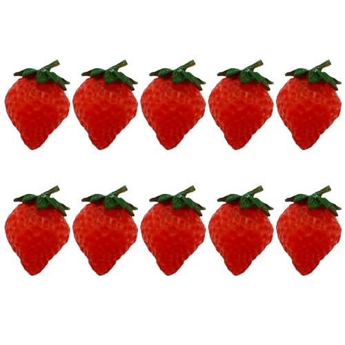 YCHUCH 10 piezas de fresas artificiales realistas para fotografía de frutas y fresas para cocina, fiestas de vacaciones