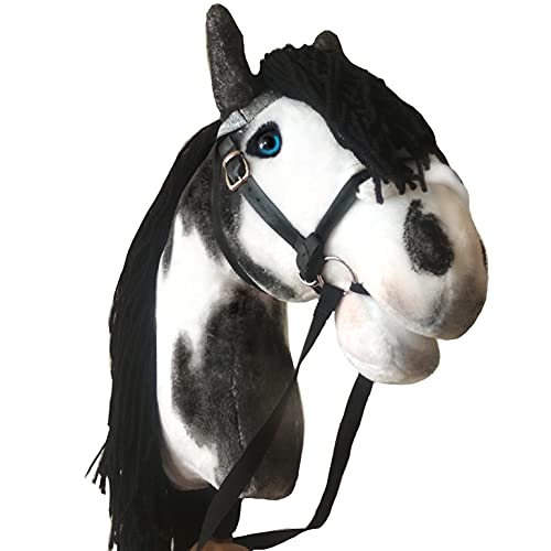 Hobby horse pinto A3 | Realistic toy horse on a stick | Black and white hobbyhorse