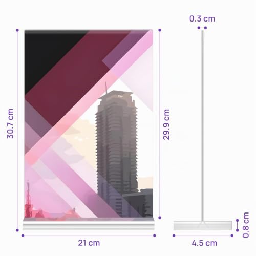 JEFURE Lot de 12 Porte-affiches en Acrylique A4, Présentoir de Table en Acrylique, en Forme de T Porte Document, Porte Menu, Presentoir pour Bureau, Magasin, Restaurant – vue 2