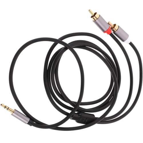 Lurrose Cable de Audio Rca Doble Conector 3,5 Mm, 1,5 Metros, Color Gris Hierro, Cable Auxiliar Estéreo para Conexión de Auriculares, Altavoces y Subwoofer en Dispositivos Electrónicos