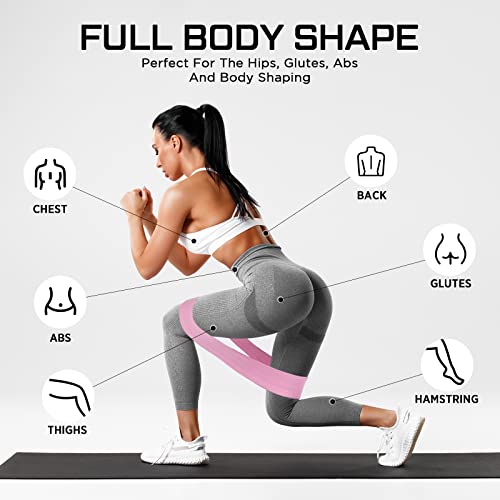 Image of 12 Pcs Fabric Resistance Bands for Working Out Non-Slip Booty Exercise Loop Bands for Women Men Glutes Hip Thigh Butt Yoga Pilates Fitness Gym, Light Medium Heavy