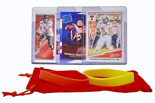 Patrick Mahomes 2 Rookie Cards, 1 College Card Assorted 3 Card Gift Bundle - Kansas City Chiefs Football Trading Cards