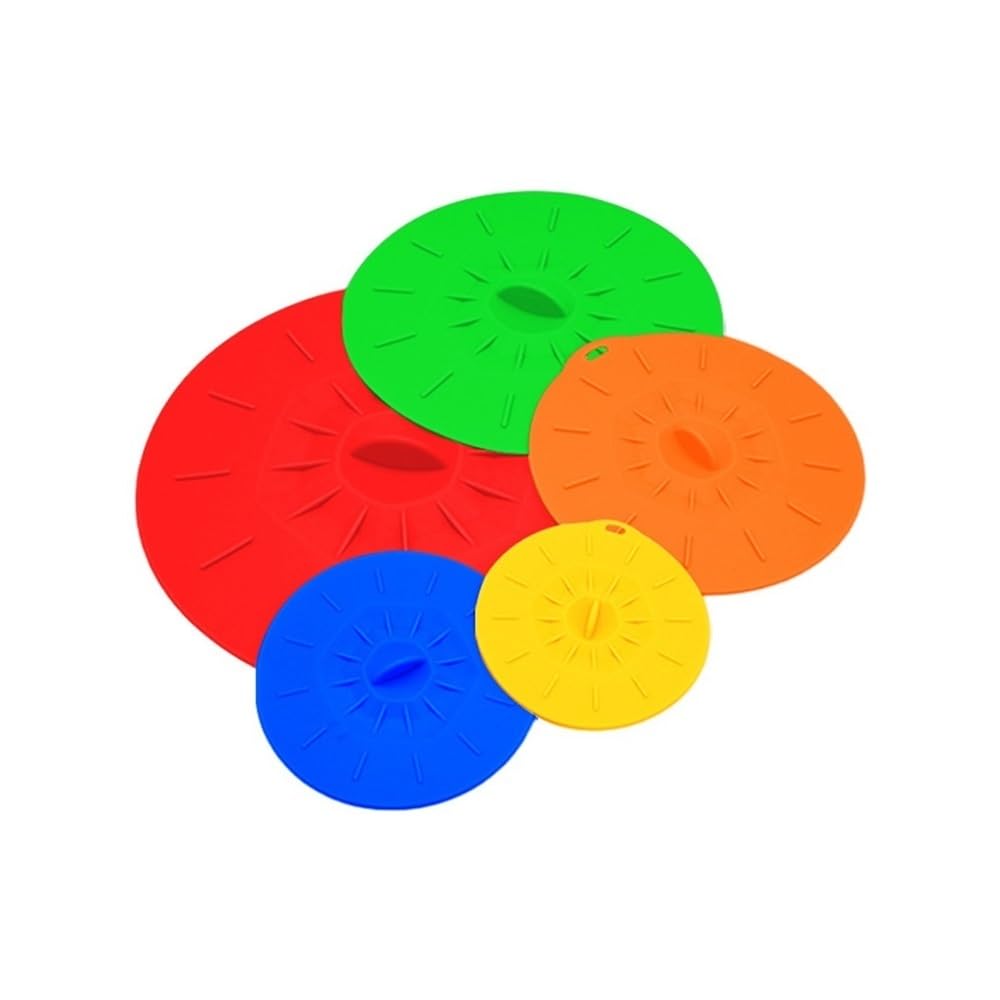 Shungong 5Pcs Silicone Microwave Bowl Covers - Reusable Spill-proof Suction Lids For Pots And Pans(Multicolor)
