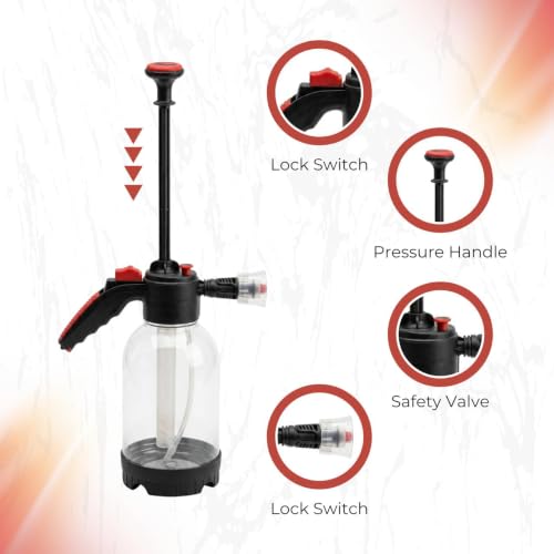 Image of 2 Litre Premium Foam Sprayer & Microfiber Cloth Durable Pump for Car Wash, Cleaning, Garden, DIY, Portable Foam Bottle