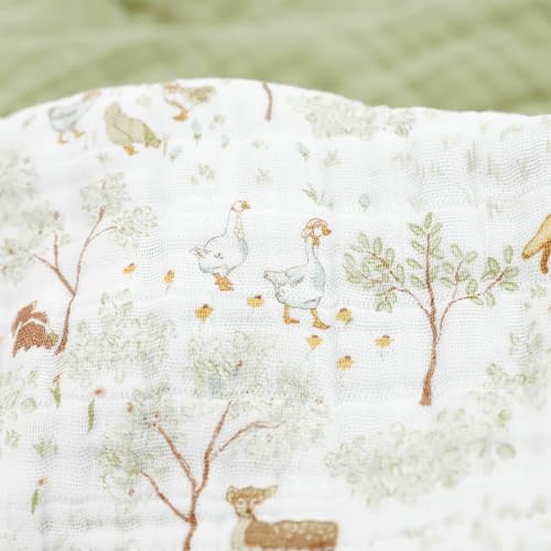 Image of Little Unicorn Muslin Quilt Blanket | 100% Cotton Soft Multi-Layered Muslin Fabric | Toddler & Baby Blanket | 47 inchx47 inch | for Nursery, Crib, Shower Gifts (Woodland Friends)