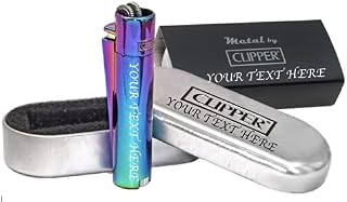 Limited Edition - Clipper Lighter ® Deep Engraved Personalised Metal Rainbow- Engraving Included for Birthdays, Anniversaries, Weddings and Valentines