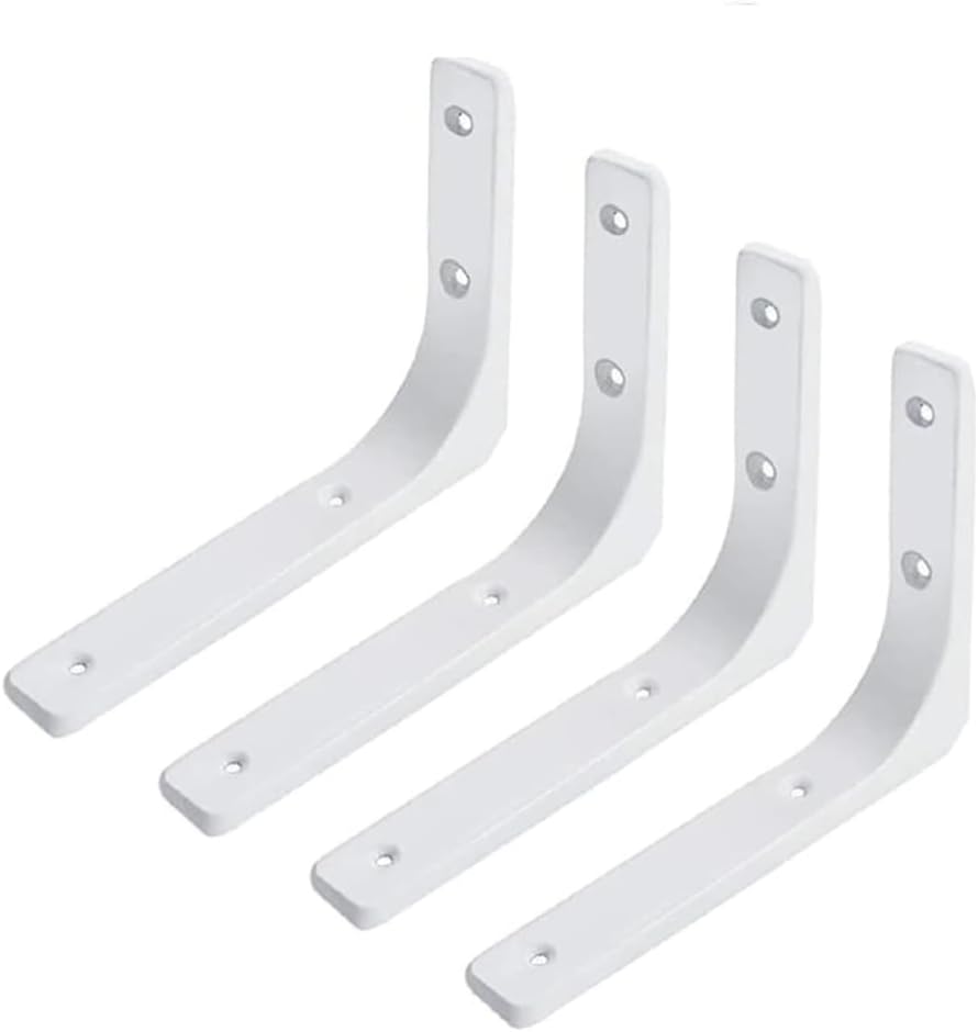 Shelf Brackets 100mm*100mm Premium Right Angle Corner Brackets for Shelf – Support Shelving Brackets for Wall Hanging – Heavy-Duty Steel Angle Brackets for Floating Shelves (White 4 Pcs)