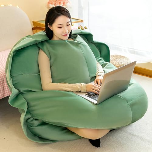 Artisanal Habitat Schildkröte Plüschkissen, Kissen Zum Anziehen, Weiches und Gemütliches, Einzigartiges Form Tragbares Kissen (Grün, 100cm)