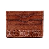 Trafalgar Men's Caelen Plaid Embossed RFID Leather Card Case, Cognac