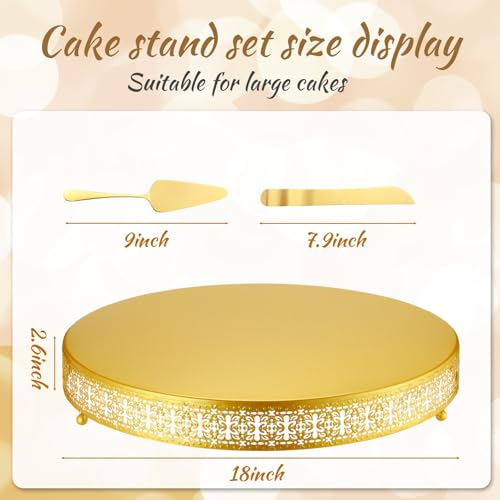 Wenqik Gold Metal Cake Stand 18 Inch with Cutting & Spatula by Wenqik - Used condition - Image 2