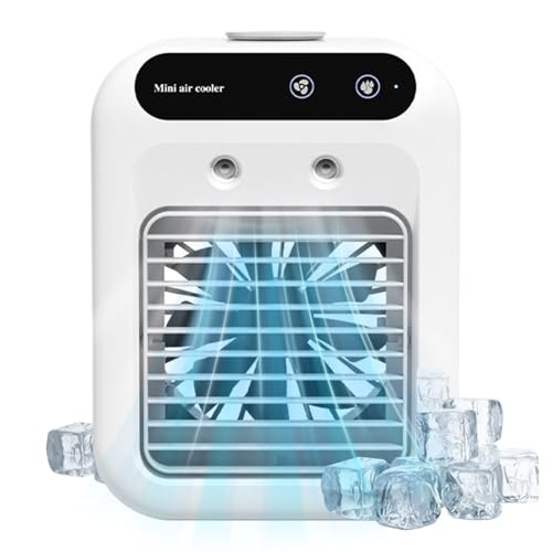 Aire acondicionado portátil Pequeño enfriador personal - Ventilador compacto de aire acondicionado USB, humidificador compacto evaporativo para evaporación | Ideal con velocidades ajustables y
