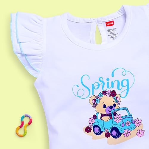 Image of LuvLap Baby Girls Regular Fit 100% Cotton Half Sleeves Girls Top CoSets Pack of 3