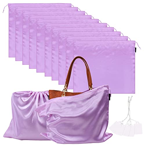 10 Pack Dust Bags for Purses and Handbags, Silk Dust Cover Storage Bag with Drawstring Travel Storage Pouch for Handbag Purse Shoes Boots (Pink, 23.6 × 19.6 in)