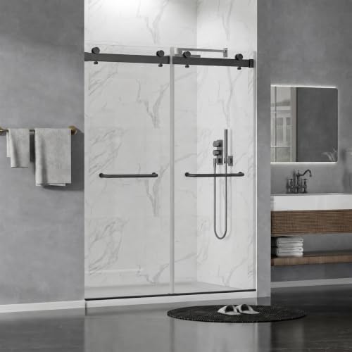 Image of Findepot Frameless Double Sliding Shower Door, 56-60 inch W x 75 inch H, 8mm Glass