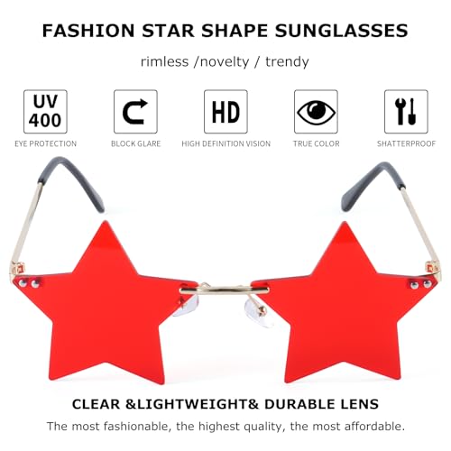Rimless Star Sunglasses Colorful Sunglass for Women Pentagram Sunglasses Halloween Party Favor Star Glasses2