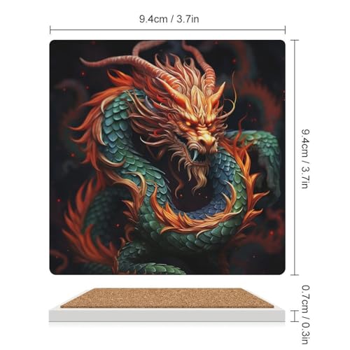 Dessous de verre dragon chinois table basse cuisine salon réutilisable - 3