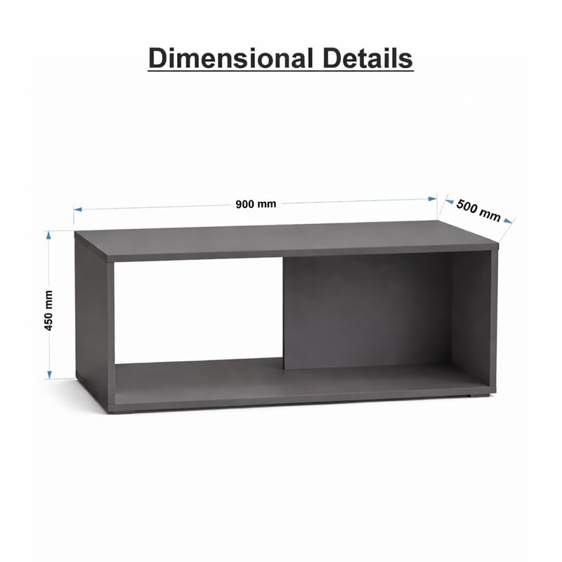 Image of Wooden Coffee Table for Living Room | Centre Table | Tea Table | Small Side Table | Center Table for Drawing Room | Modern Home Furniture Table | DIY | Color-Grey | Size-90x50x45 Cm