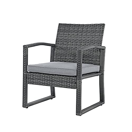 Image of Carry Bird 4 Piece PE Wicker Rattan Outdoor Furniture | 4 Seater Balcony Sofa With Tea Table | Set of 2+1+1 Outdoor Patio Chairs with Coffee Table | Sofa Sets & Center Table for Home & Garden | 3 Piece Patio Stools with Table | Indoor Patio Furniture Set Space Saving | Rattan Chair | Patio Set | Wicker Conversation Set | Poolside Lawn Arm Chairs Set For Balcony & Terrace | Balcony Table chair Set | Hotel Patio Seating Chair & Table Set with Glass | Grey Cushion - Grey Wicker