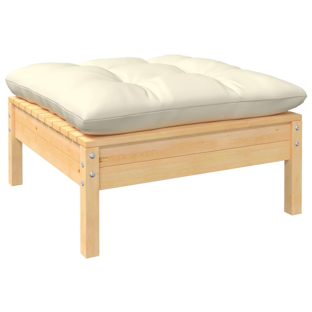 Générique Salon de Jardin 5 pcs avec Coussins crème Bois de pin,Salons de Jardin,3096334