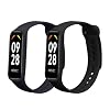 kwmobile Straps Compatible with Xiaomi Smart Band 8 Active Straps - 2x Replacement Silicone Watch Bands - Black/Dark Blue