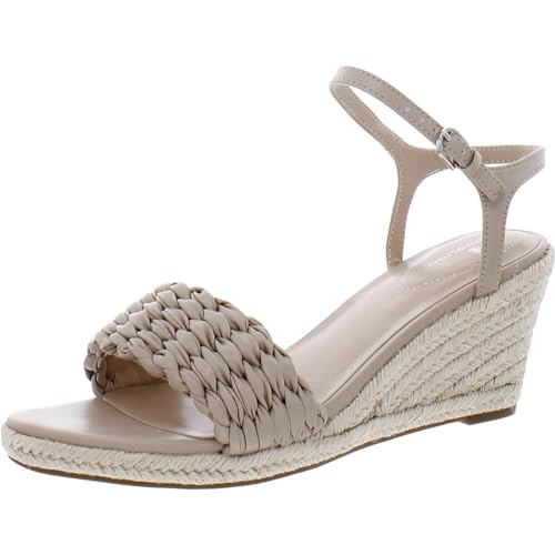 Bandolino Womens Jingle 3 Faux Leather Ankle Strap Wedge Sandals