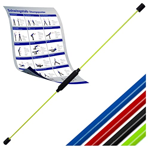 Sport-Tec Schwingstab für Tiefenmuskulatur, Schwungstab für Vibrationstraining flexibel inkl. Übungsposter, 160 cm