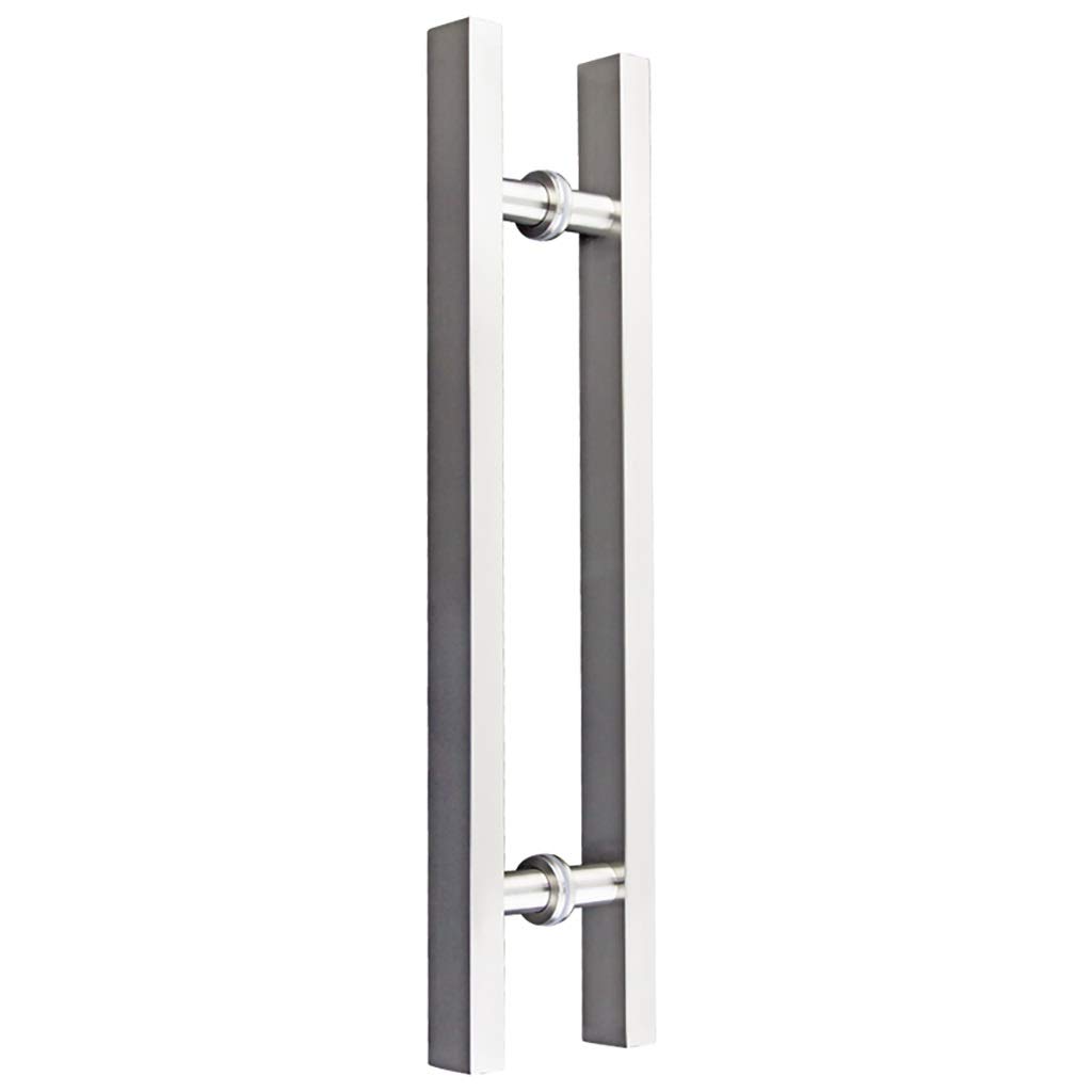 Poignée de porte coulissante verre bois tube carré acier inoxydable brossé 1000 x 700 mm