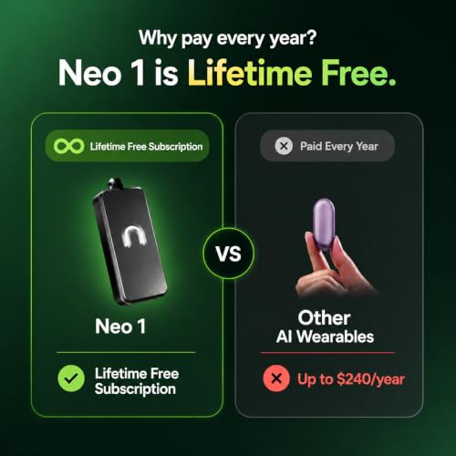 Image of India's First AI Wearable, Neo 1 - Meeting Notetaker for Offline & in-Person Conversations - Smart Summaries, to-Dos and Reminders - Black