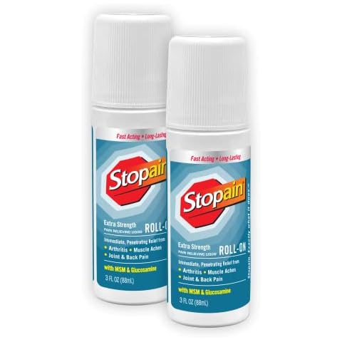 Stopain Pain Relief Roll On Gel 3oz (2 Pack) USA Made, Max Strength Fast Acting with MSM, Glucosamine, Menthol for Arthritis, Lower Back, Knee, Neck, HSA FSA Approved Topical Analgesic Products Cover