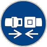 Signalisation obligation. Attacher la ceinture de sécurité - Autocollant vinyl waterproof - Diamètre de 200 mm