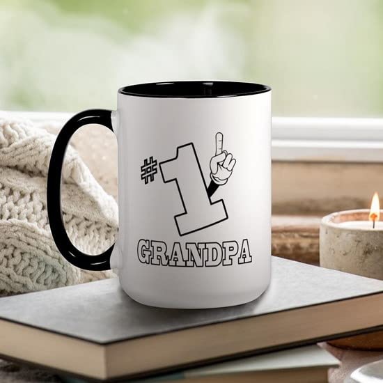Amazon.com | CafePress #1 GRANDPA Large Mug 15 oz (444 ml) Ceramic Coffee  Mug: Coffee Cups & Mugs