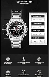 NAVIFORCE Watch for Men Dual Display Digital Quartz Watches Multifunctional Business Stainless Steel Wristwatch