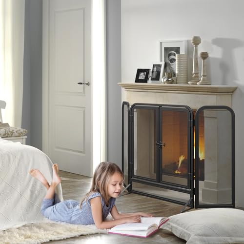 image for Mr IRONSTONE 3 Panel Fireplace Screen 51.5