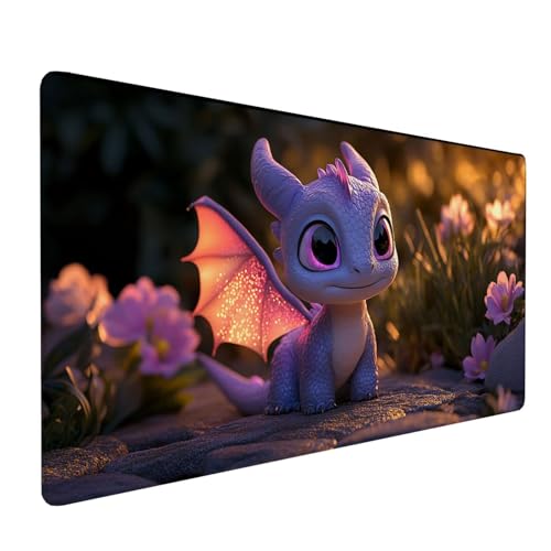 Alfombrilla RatóN XXL 600x300x3mm,Alfombrilla Ratón Púrpura Mouse Pad dragón Tapete Escritorio,con Bordes Cosidos Impermeable Protector Escritorio para Jugadores,PC,Oficina,Regalos para Hombres XZ-620