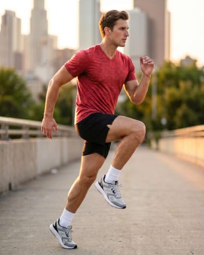 Image of 5 Pack: Men's V-Neck Dry-Fit Moisture Wicking Active Athletic Tech Performance T-Shirt