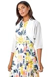 Roman Originals Chiffon Bolero Shrug Jacket for Women UK - Ladies Ruched Hem Cover Up Smart Formal Mesh Wrap Shimmer Cropped Blazer Wedding Guests Cardigan Cardi Crease Free - Ivory - Size 16