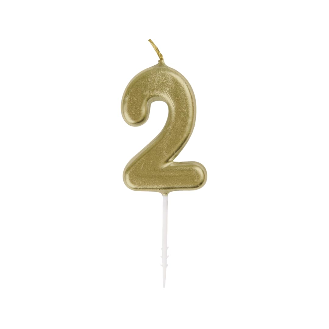 Unique Party Unique Mini Number 2 Pick Candle, Gold