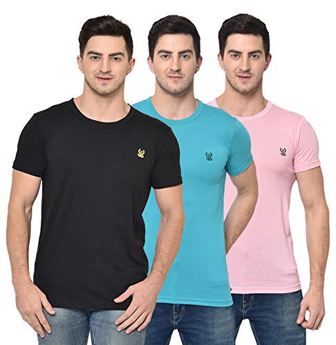 Image of Mack Jonney Multicolor Cotton Blended Half Sleeve Regular Fit T-Shirts for Men(Pack of 3)
