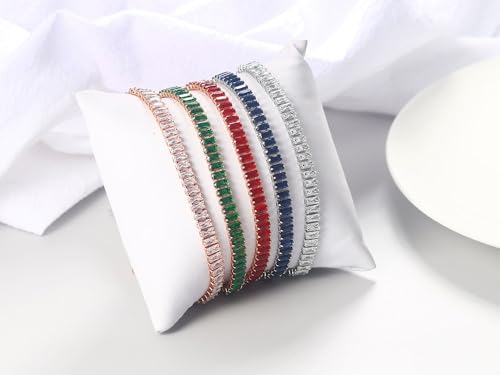 Rose gold inlaid pink diamond tennis bracelet with adjustable sliding buckle for women's Bling bracelet3