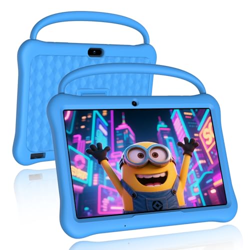 NEWISION 10 Inch Kids Tablet Android 64GB HD IPS with Case Parental Control Educational Games WiFi Bluetooth Blue