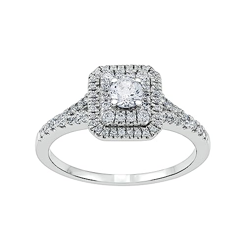 GILDED Lab Grown Diamond 1/2 ct. T.W. Sterling Silver Square Engagement Ring