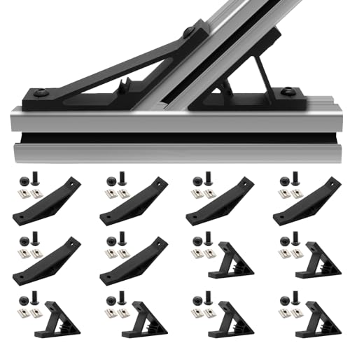 Image of 12pcs 3030 45 /135 Degree Angle Corner Bracket 3030 Extrusion Hardware T-Slot V-Slot Accessories with Screws and Nuts for 3030 Aluminum Extrusion Connector 3D Printer Accessories Black