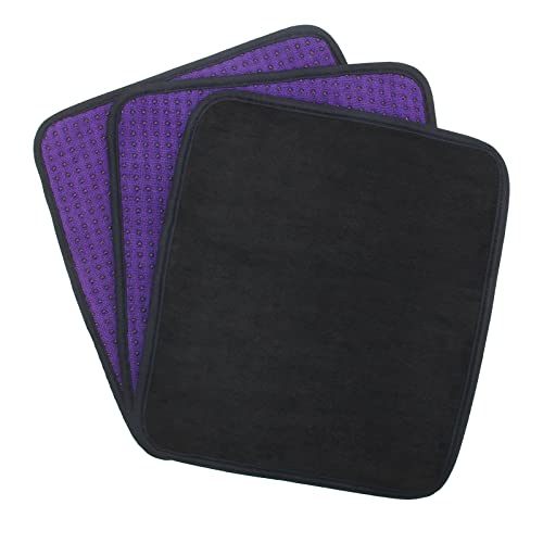 Anglekai 3 Pack Bowling Ball Towels 10 x 8 Microfiber Bowling Shammy Accessories with Easy-Grip Dots Non-Slip (Purple)