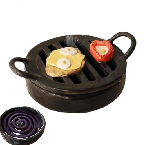 Quemador de incienso para barbacoa, quemador de incienso de bobina de barbacoa, quemador de incienso de bobina creativa, compacto y bonito quemador de incienso para meditación, yoga, relajación en