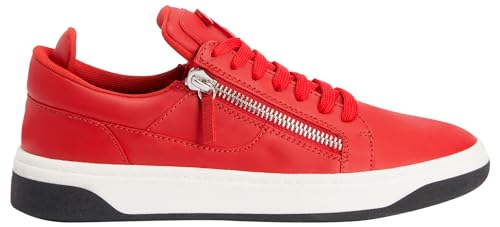 GZ94 Low Top Leather Sneakers With Silver Metal Zippers